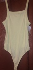 BP Ribbed Bodysuit Thong Size S Small Pale Yellow New Nwt