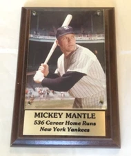Mickey Mantle Baseball Card Plaque Nameplate 536 Career Home Runs NY Yankees MLB