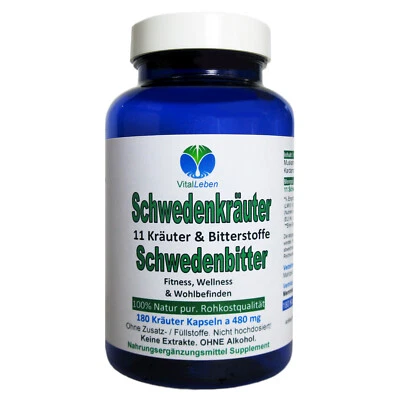 VITALLEBEN Schwedenkräuter 11 Kräuter & Bitterstoffe 180 Pulver Kapseln Natur Pur 26645-180