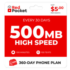 $3.84/Mo RedPocket Prepaid Wireless Phone Plan+Kit: 100 Talk 100 Text 500MB