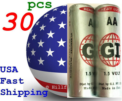 30 pcs Size AA LR6 AM-3 XX 0% Hg Super G.I. Heavy Duty 1.5V Bulk Battery