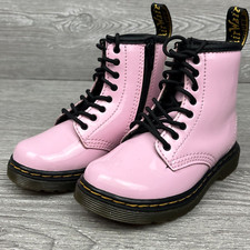 Dr. Martens 1460 T Little Girls Size 8 Toddler Pink Patent Leather Lace Up Boots