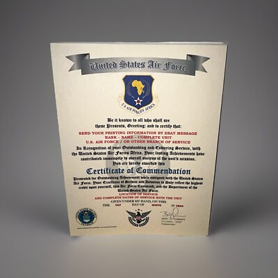 U.S.A.F. / U.S. AIR FORCES AFRICA - CERTIFICATE OF COMMENDATION