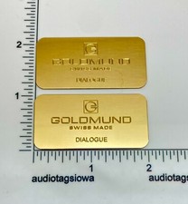 COPPIA emblema logo distintivo ottone massiccio inciso personalizzato Goldmund Dialogue