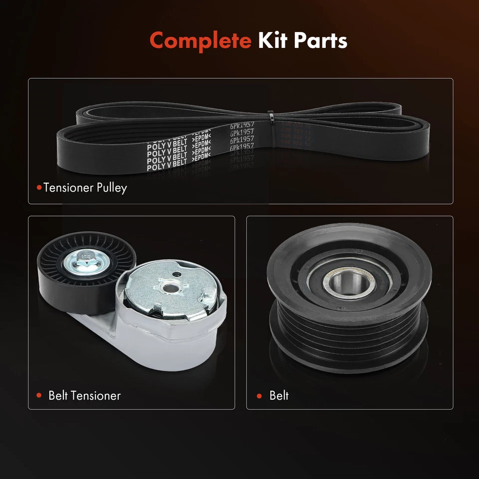3x Serpentine Belt Drive Component Kit for Chrysler Town & Country Dodge Journey - Image 2 of 4