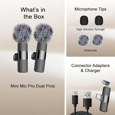 Mini Mic Pro (Newest Model), Wireless Microphone for iPhone, iPad, Android, Lava