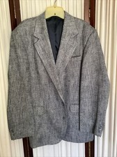 Vintage Haggar Imperial 44R Gray Wool Silk Tweed Blazer Jacket Sports Coat