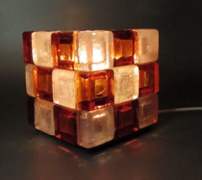 Paire De Lampes Cubes En Verre De Murano - Design Albano Poli Pour Poliarte - Années 60/70