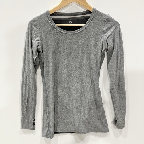 Lululemon Top Damen 4 grau Ombré Streifen Cabin Langarmshirt II wendbar - Bild 4 von 9
