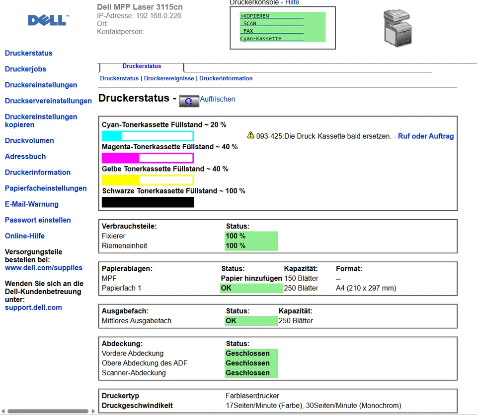 Dell MFP Color Laser Printer 3115cn – Farblaserdrucker mit Scanner & Kopierer - Bild 2 von 4