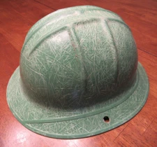 1950's vintage JACKSON PRODUCTS SH-1 Fiberglass Hard Hat RARE GREEN FULL BRIM!