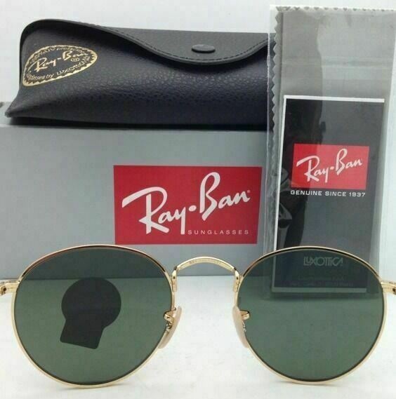 New Ray-Ban Sunglasses ROUND METAL RB 3447 001 50-21 Gold Frame w