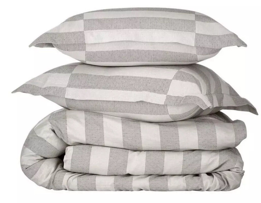 Nate Berkus Broken Dobby Stripe King Duvet Cover Set Pearl
