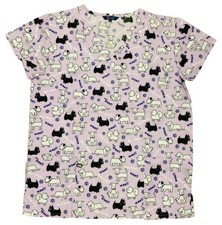Womens Fashion Medical Nursing Scrub Tops Purple Base Dogs 2XL