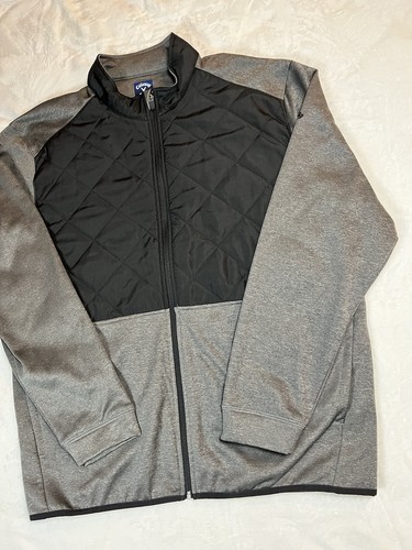 CALLAWAY Weather Series Jacket Full Zip Quilted Front Mens 2XL Black Grey - Picture 6 of 16