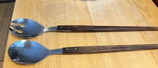 Salad Serving Set STAINLESS STEEL  with Wood Handles  JAPAN 13"L