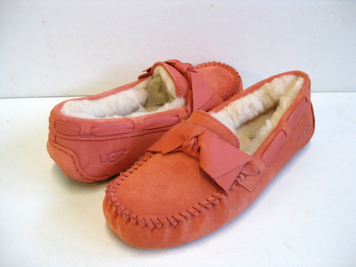 UGG DAKOTA LEATHER BOW WOMEN SLIPPER SUEDE CORAL US 7 /UK 5.5 /EU 38 /JP 24