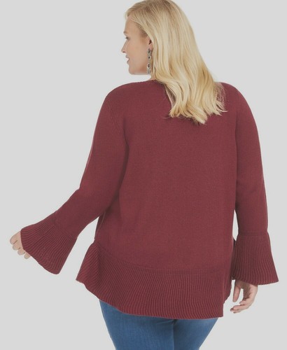 Style & Co Plus Size Ruffled Sweater, Winestone, 1X - Picture 2 of 3