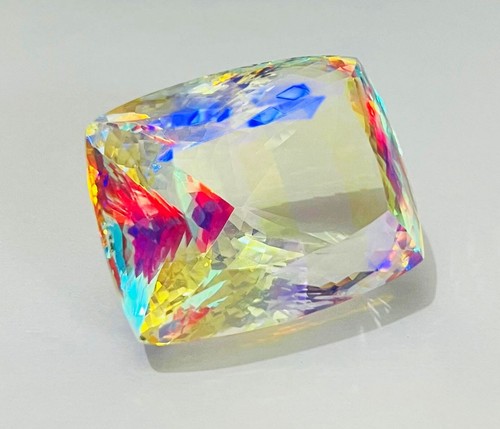 210+ Ct Certificado Natural Arco Iris Místico Topacio Multicolor LooseGem Pea... - Imagen 12 de 14