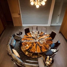 Round Epoxy Table Top Center Epoxy Resin Hotel Table for Unique Interior Decors