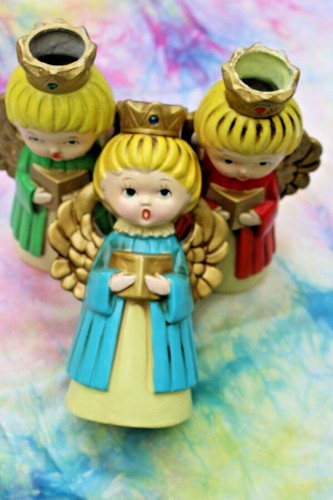 "Trío (3) Portacandelabros Ángel de Navidad Ardco de los años 60 de colección 7" - Imagen 6 de 8