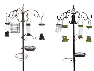 Metal Bird Feeding Station and Feeders Wild Birds Seed Tray Water Dish  Deluxe UK