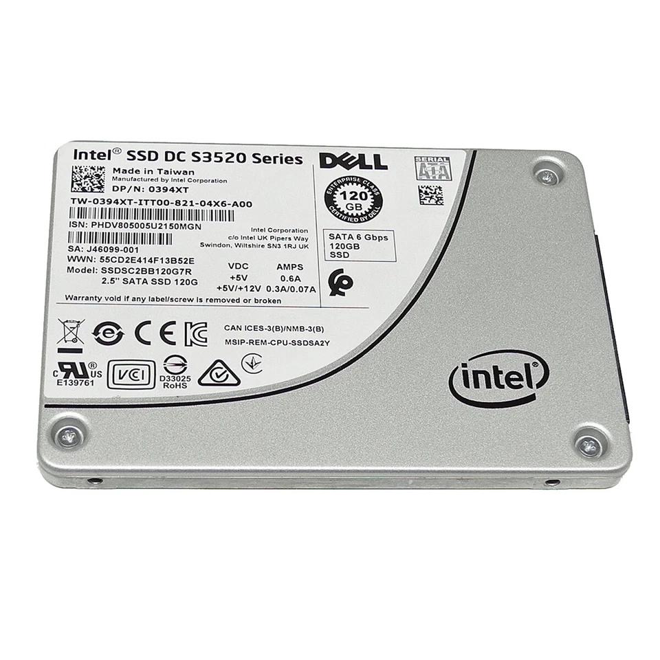 Dell 0394XT Intel SSD DC S3520 Series 120GB 2.5 Zoll 6Gb SATA SSDSC2BB120G7R - Bild 3 von 3