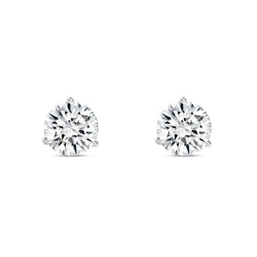 4.50 Ct Round Cut Earrings Studs Solid Real 14K White Gold Screw Back Martini - Picture 2 of 3