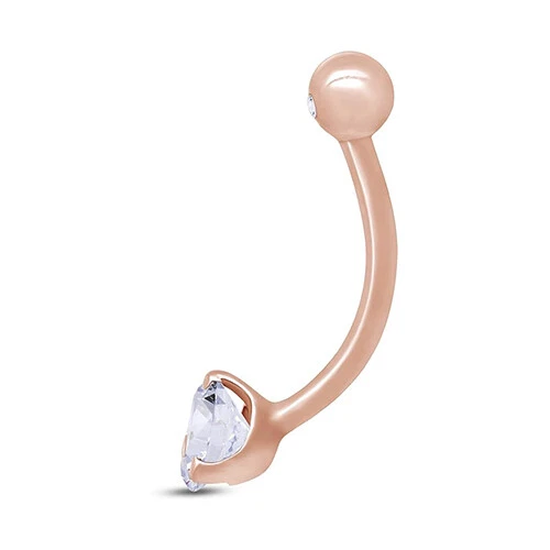 Piercing corporal anillo ombligo ombligo piedra de nacimiento simulada enchapado en oro rosa de 14 k Foto 2 de 4