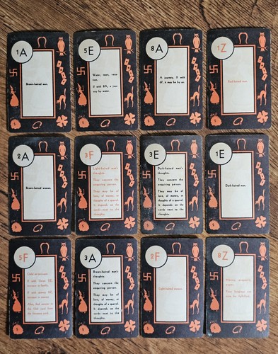 Jenlon Green Witch Fortune Telling Playing Cards 1931 Original Box Instructions - Picture 21 of 24