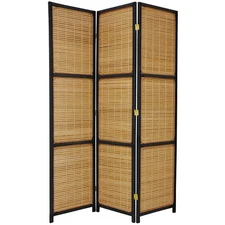 6 ft. Tall Woven Accent Room Divider - 3 Panel - Black
