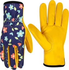 Leather Gardening Gloves for Women Breathable Thorn Proof Garden Weeding Gloves