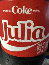 Share A Coke with  Julia  2025 Personalized Gift Coca Cola Bottle 20oz Comb Ship
