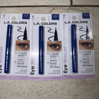 3 Pack L A Colors Eye Marker Liquid Eyeliner Navy Smudge Proof Slim Felt Tip New