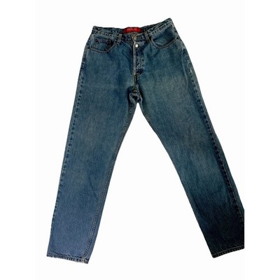 Vintage 90s REPLAY Blue Jeans W34 L32 Button Fly Rigid Cotton Mexico Made Grunge