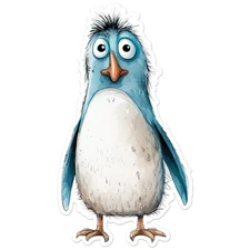 Funny Blue Penguin - Vinyl Decal Sticker - Car Window Laptop - ebn12485