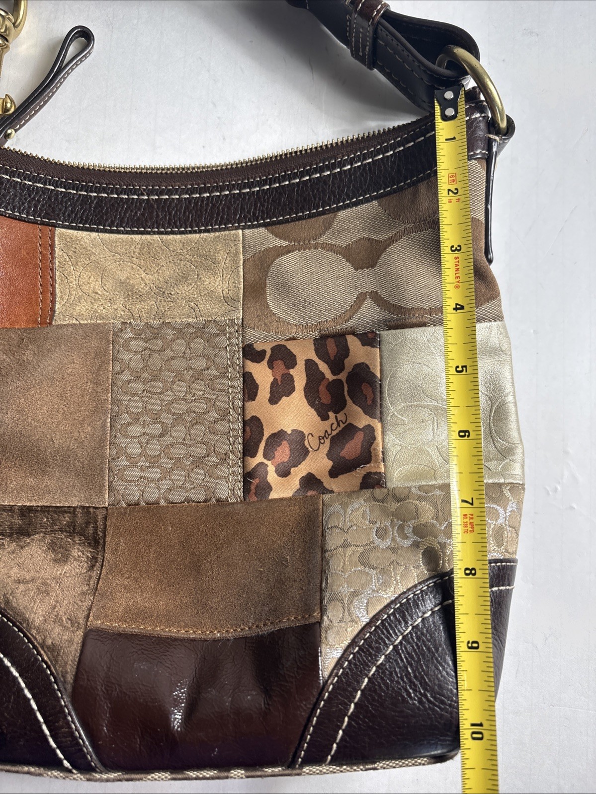 COACH Rare Patchwork Leopard Print Shoulder Cross… - image 8