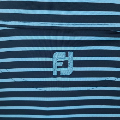 Footjoy Polo Shirt Mens Large Blue Striped Thousand Acres Golf Club - Picture 6 of 6