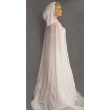 Chiffon Wedding Cloak Renaissance Medieval Hooded Cape Shawl Cover Up Coat