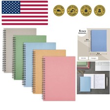 5 Pack 6x8 inch Spiral Journals, Small Notebooks Bulk with 120 Lined Pages fo...