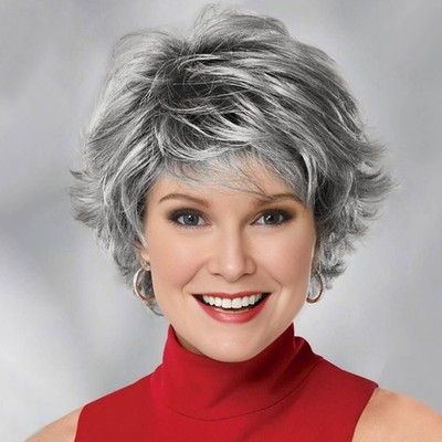 Short Platinum Blonde Pixie Cut Wig Fluffy Short Hair Wigs with Bangs 
