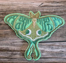 Beautiful Green And Gold Luna Moth Boho Witch Fairycore Iron on Patch