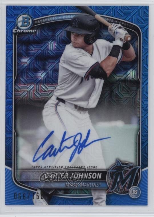 2025 Bowman Blue Mojo Refractor 66/150 Carter Johnson #BMA-CJ Auto 0wn0