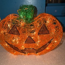 Vintage 14  Halloween Spun Spaghetti Pumpkin ...