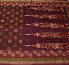 Sushila Vintage Indian Saree Blend Cotton Woven  Embroidered Floral Sari Fabric