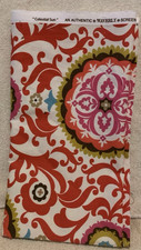 1 3/4 Yards Waverly Pink White Brown Floral Geometric Cotton Fabric 28.5x63 NEW