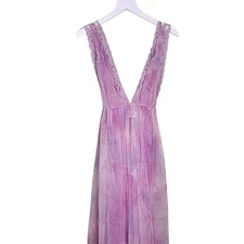 Vintage Lily of France by Rosa Puleo-Szule Negligee M Purple Sheer Floral Fairy