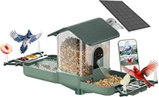 Dual-Lens Bird Feeder with Camera & Bird Bath Combo, Watch Birds Eat & Bathe wit