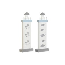 Figura Decorativa DKD Home Decor 14 x 5,5 x 40 cm Azul Blanco Faro Espirales