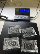 Set of 4 Vintage Open Salt Dip Cellar Dish Rectangle Clear Pressed Glass 2 Chips